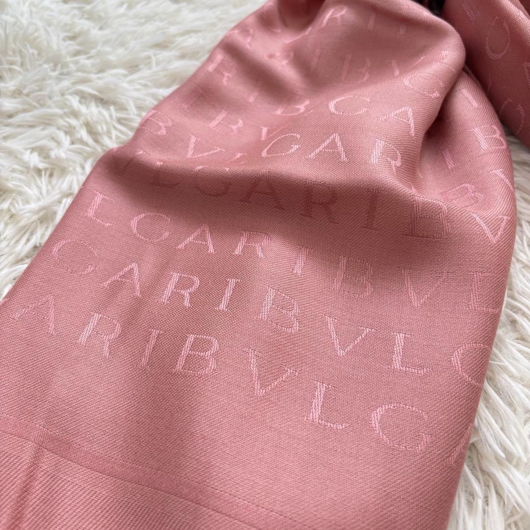 BVLGARI ブルガリ シルク混 ストール ショール マフラー ウール ピンク