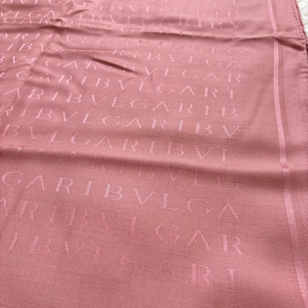 BVLGARI ブルガリ シルク混 ストール ショール マフラー ウール ピンク