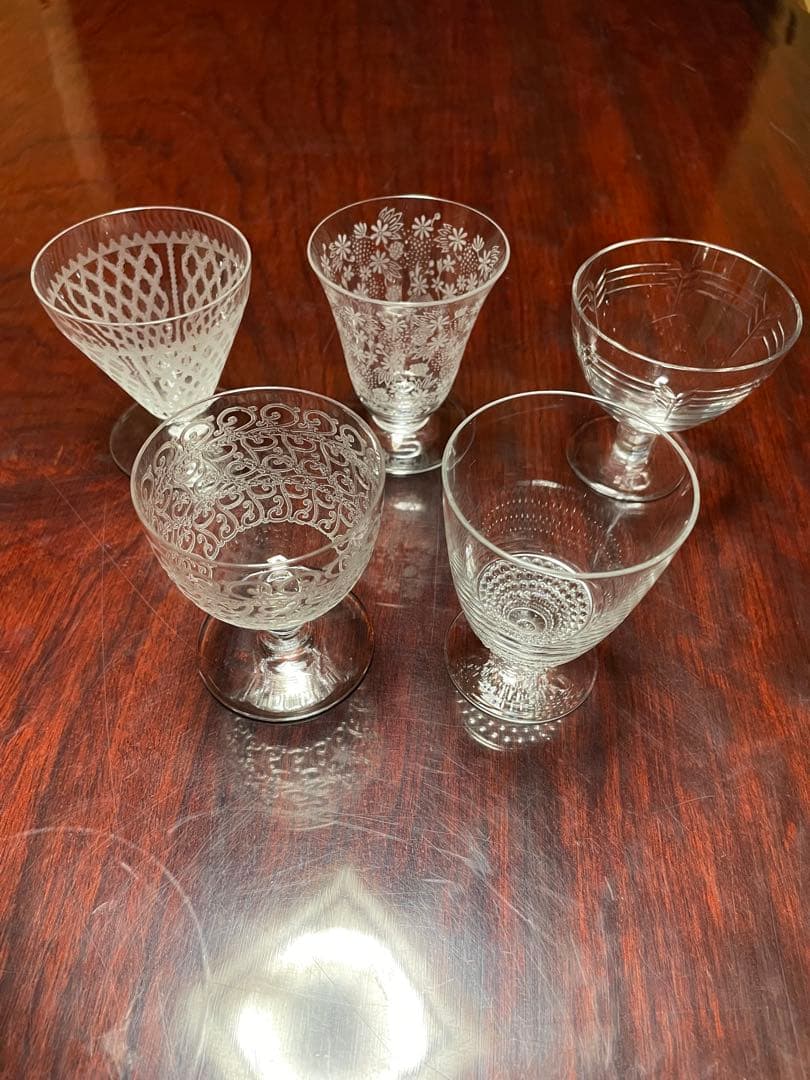 【オールドバカラ】リキュールグラス5個セット【美品】アンティーク　ローハン