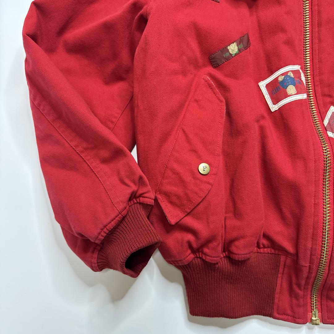 【美品】ピンクハウス　イニシャルロゴ　ワッペン　ブルゾン　クマ刺繍　レッド　赤