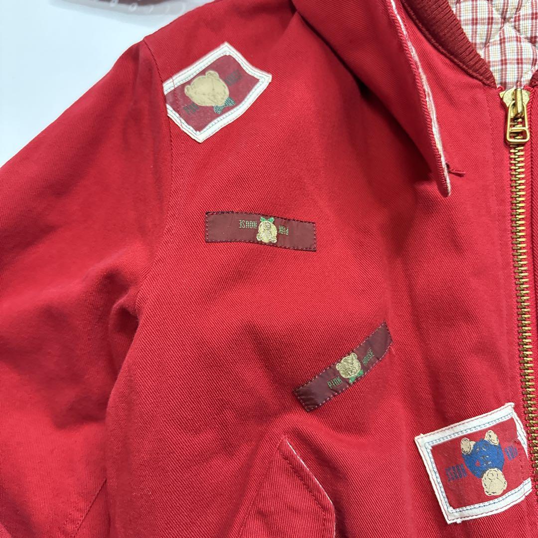 【美品】ピンクハウス　イニシャルロゴ　ワッペン　ブルゾン　クマ刺繍　レッド　赤