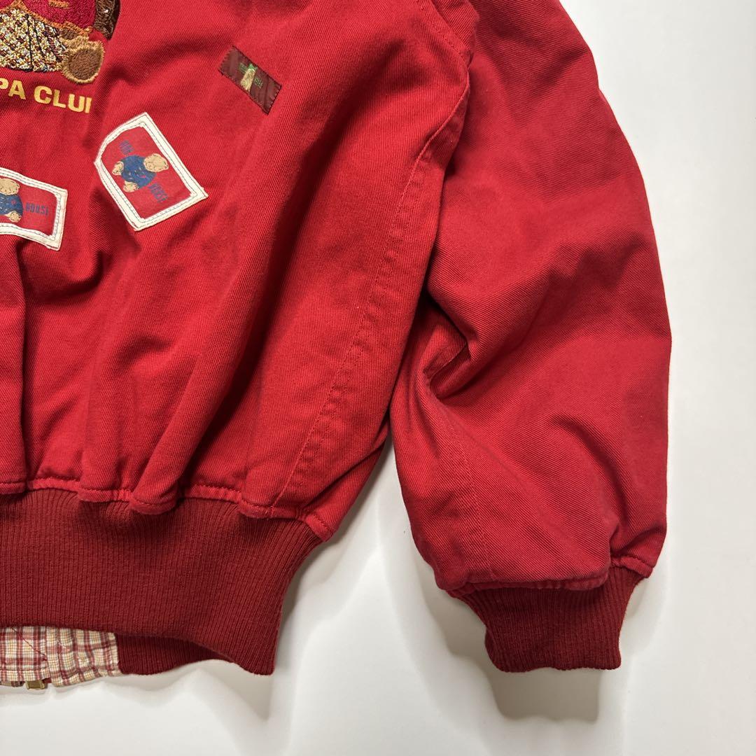 【美品】ピンクハウス　イニシャルロゴ　ワッペン　ブルゾン　クマ刺繍　レッド　赤