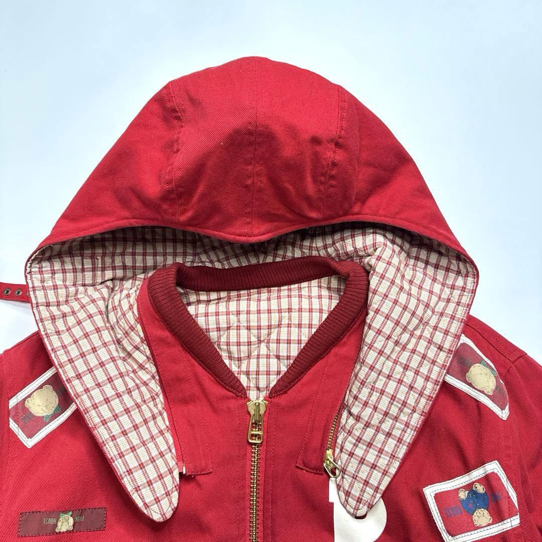 【美品】ピンクハウス　イニシャルロゴ　ワッペン　ブルゾン　クマ刺繍　レッド　赤
