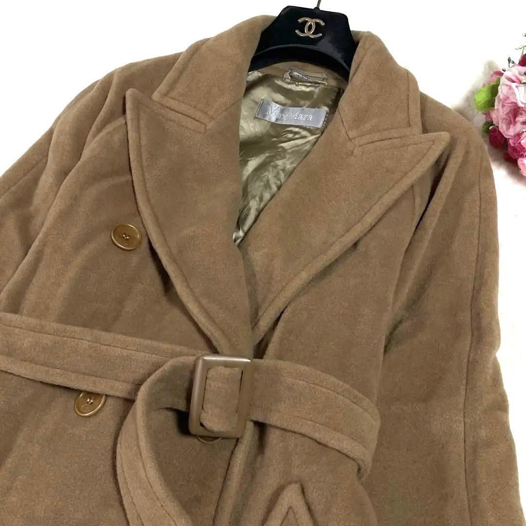 美品● MaxMara マックスマーラ ロングコート ベルト キャメル ベージュ