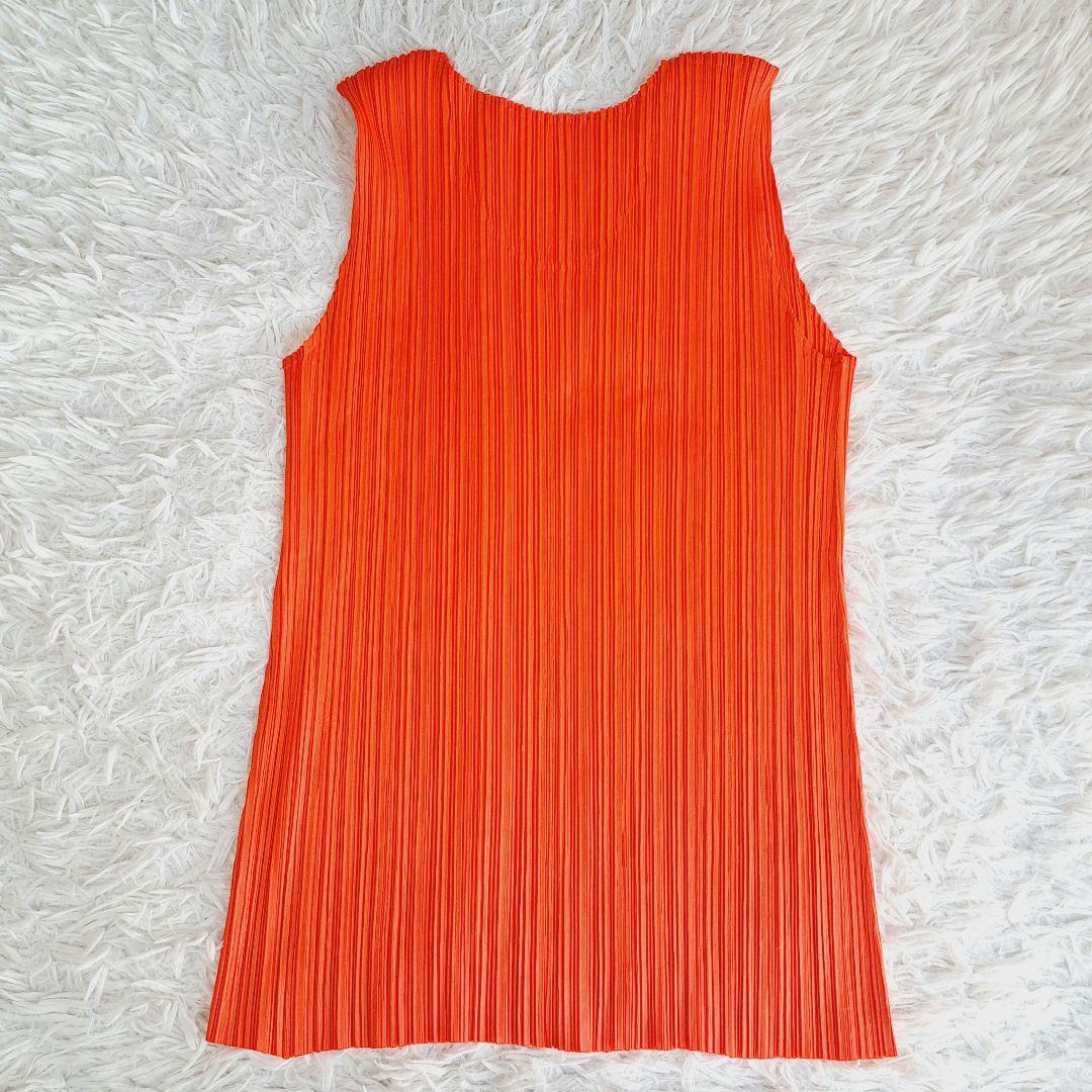 美品✨プリーツプリーズイッセイミヤケ プリーツタンクトップ オレンジ サイズ4