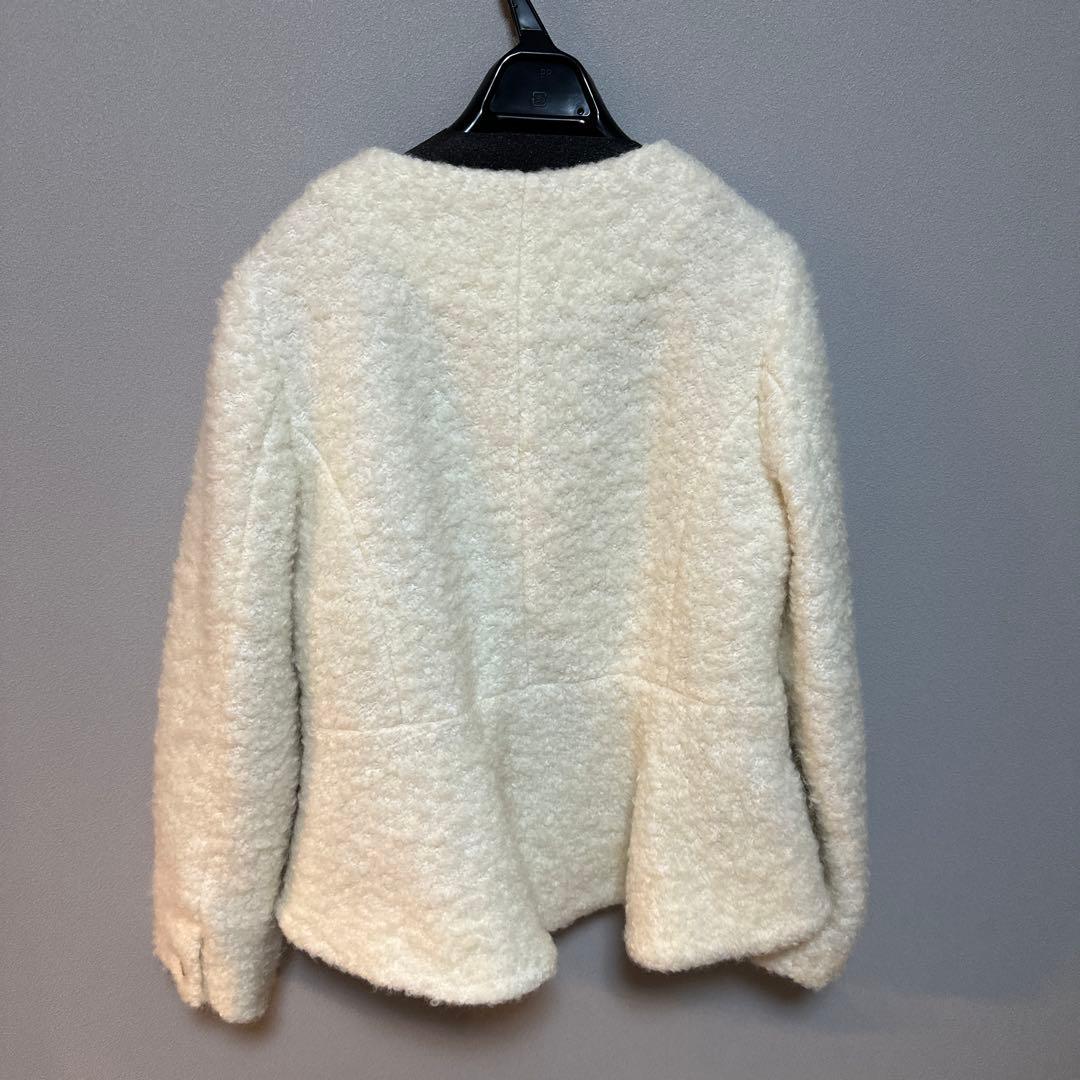 Herliptoホワイト ノーカラージャケット ファー風