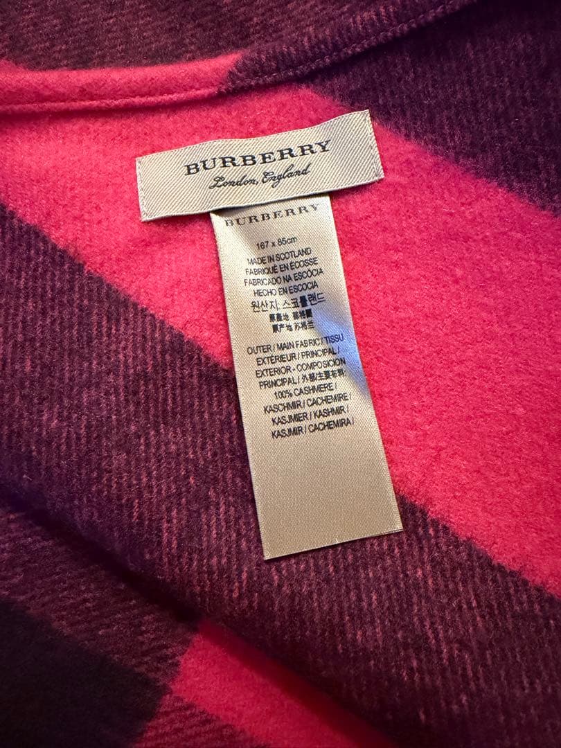 BURBERRY カシミヤストール 三角 ピンク/紫 167x85cm