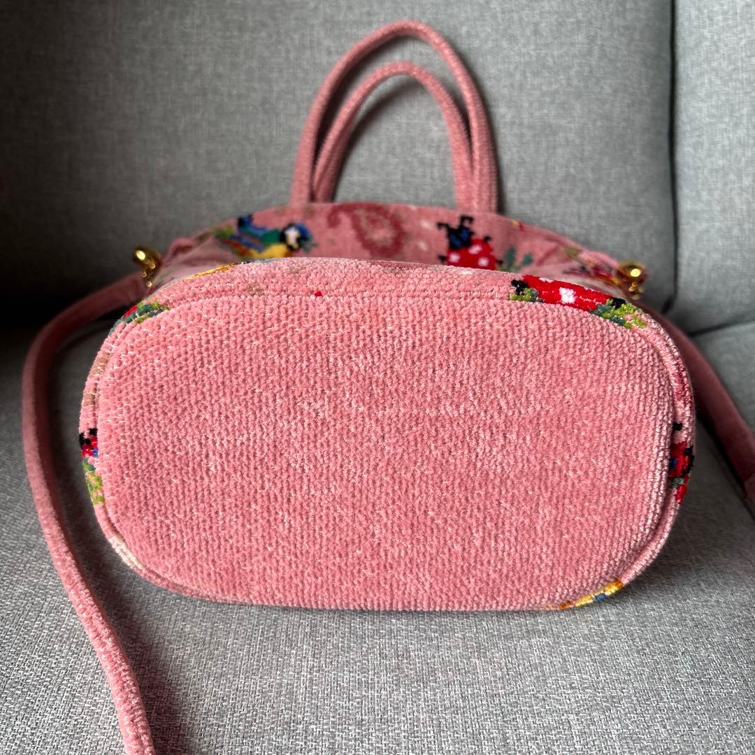 FEILERハイジペイズリー巾着ショルダーバッグ（ピンク）