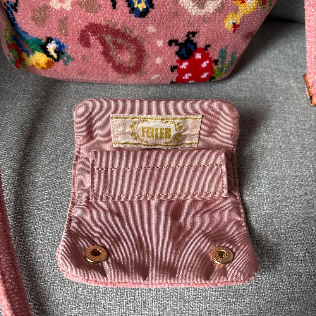FEILERハイジペイズリー巾着ショルダーバッグ（ピンク）