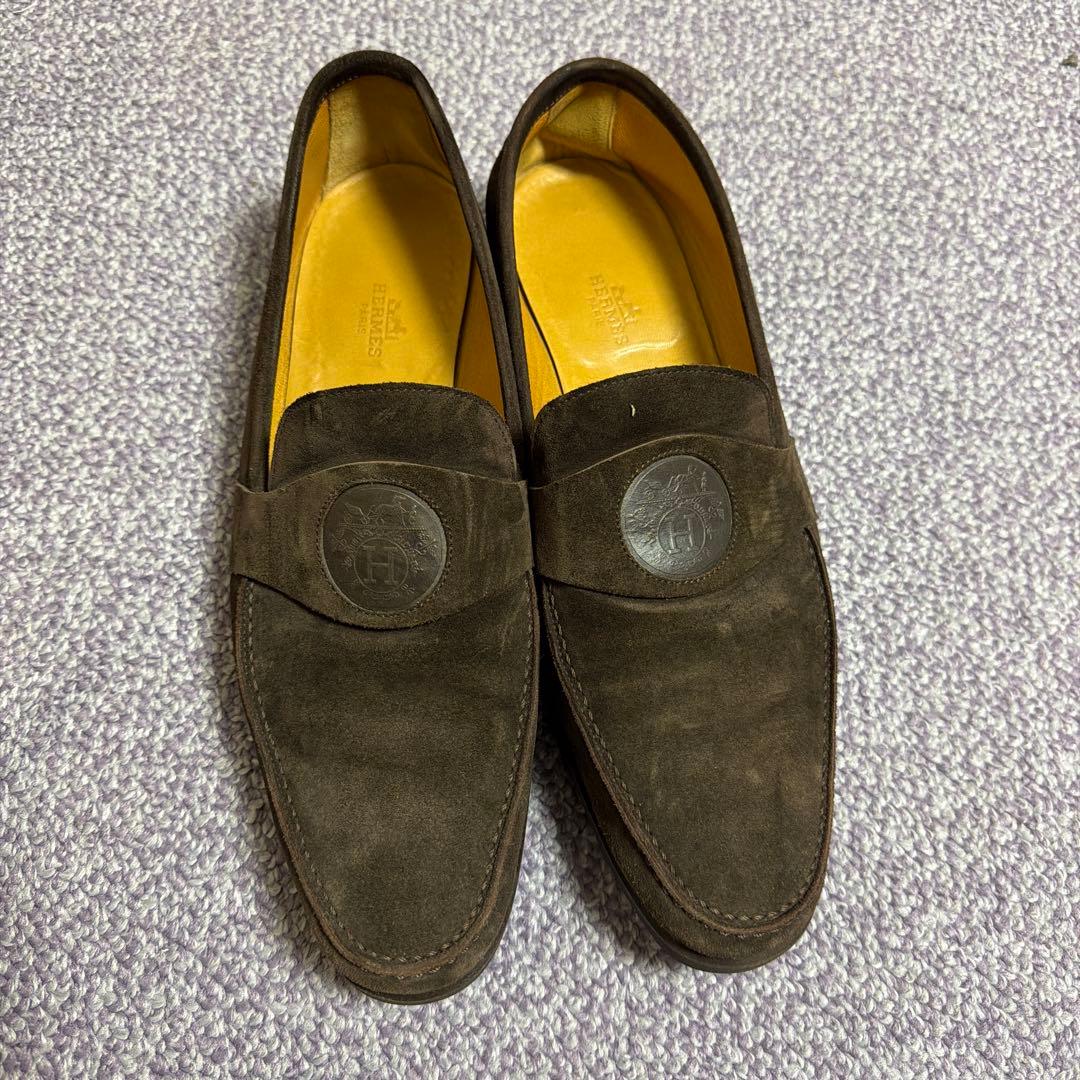A*I様 HERMES ダークブラウン スエード ローファー超美品42