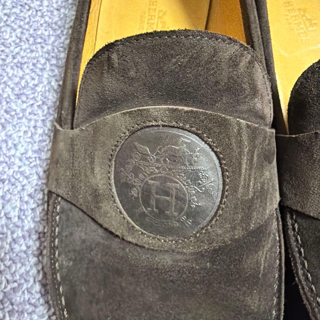 A*I様 HERMES ダークブラウン スエード ローファー超美品42