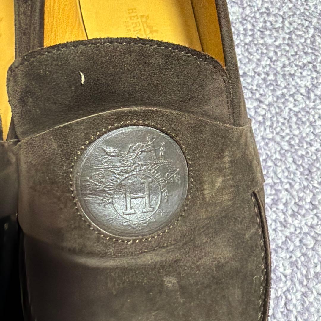 A*I様 HERMES ダークブラウン スエード ローファー超美品42