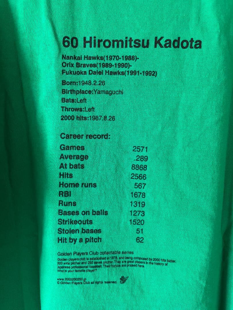 門田博光 南海ホークス 記念Tシャツ 2000本記念 Lサイズ