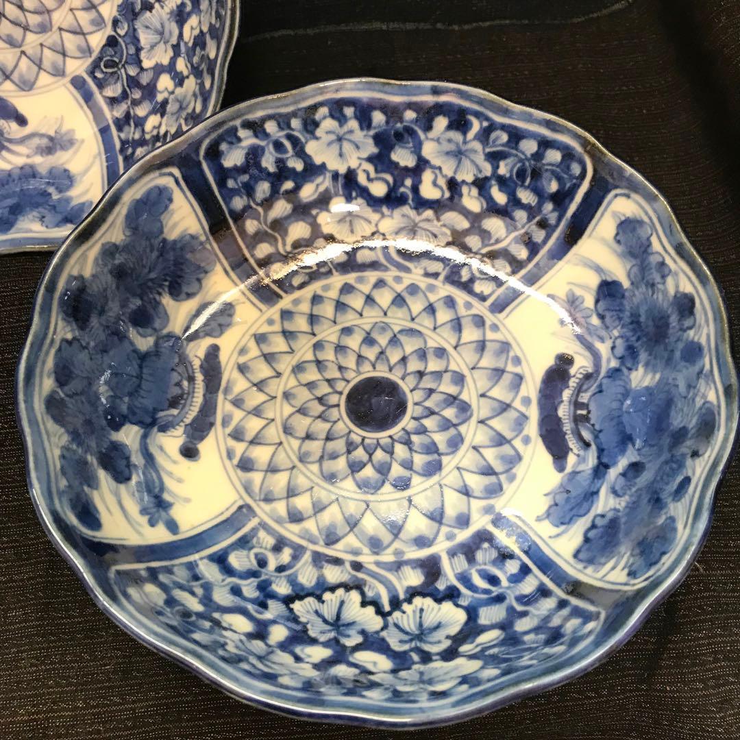 上手古伊万里　幾何学紋様皿　3枚揃い　本物保証