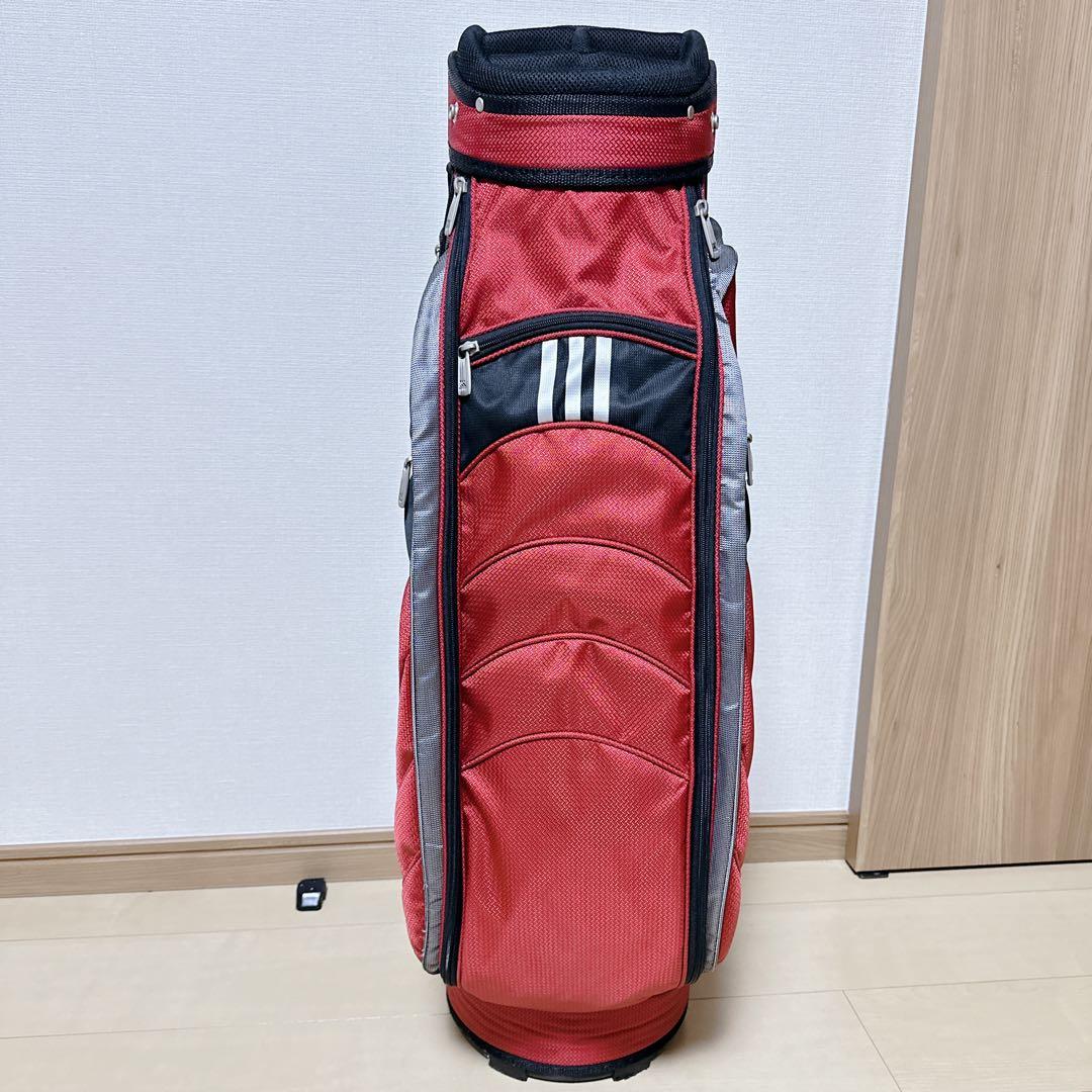 美品 adidas キャディバッグ 9.5型 6分割 軽量 レッド アディダス