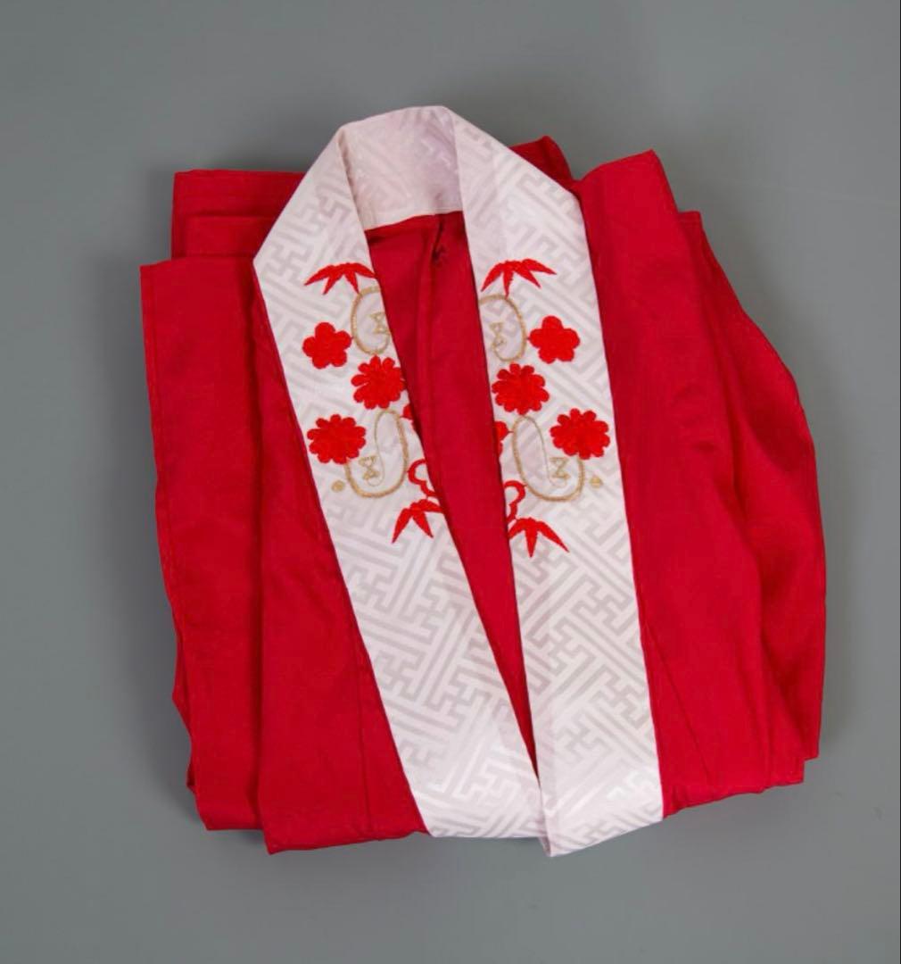 七五三　７歳振袖赤の疋田絞り紋様