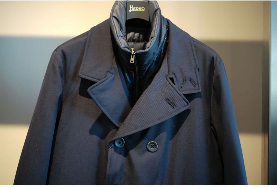 HERNO ヘルノ 中綿　ダブルコート ネイビー　ヘルノテック　XL