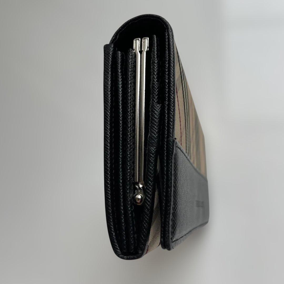 美品★BURBERRY★長財布　レザーノバチェック　ブラック