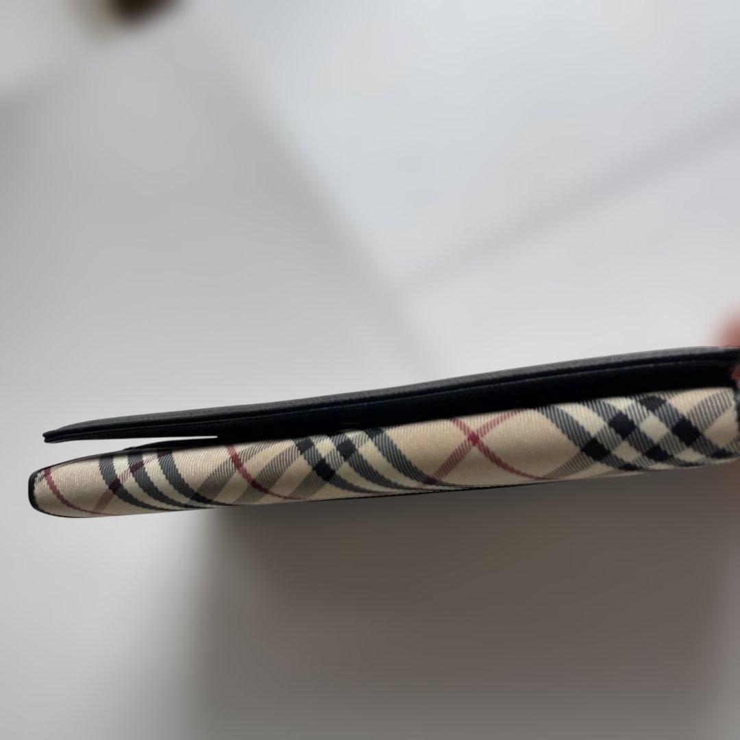 美品★BURBERRY★長財布　レザーノバチェック　ブラック