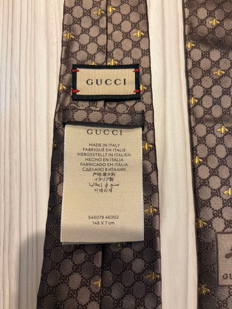 ★値下げ★Gucci ブラウン ネクタイ ハチ模様 GG柄
