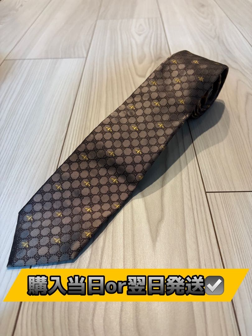 ★値下げ★Gucci ブラウン ネクタイ ハチ模様 GG柄