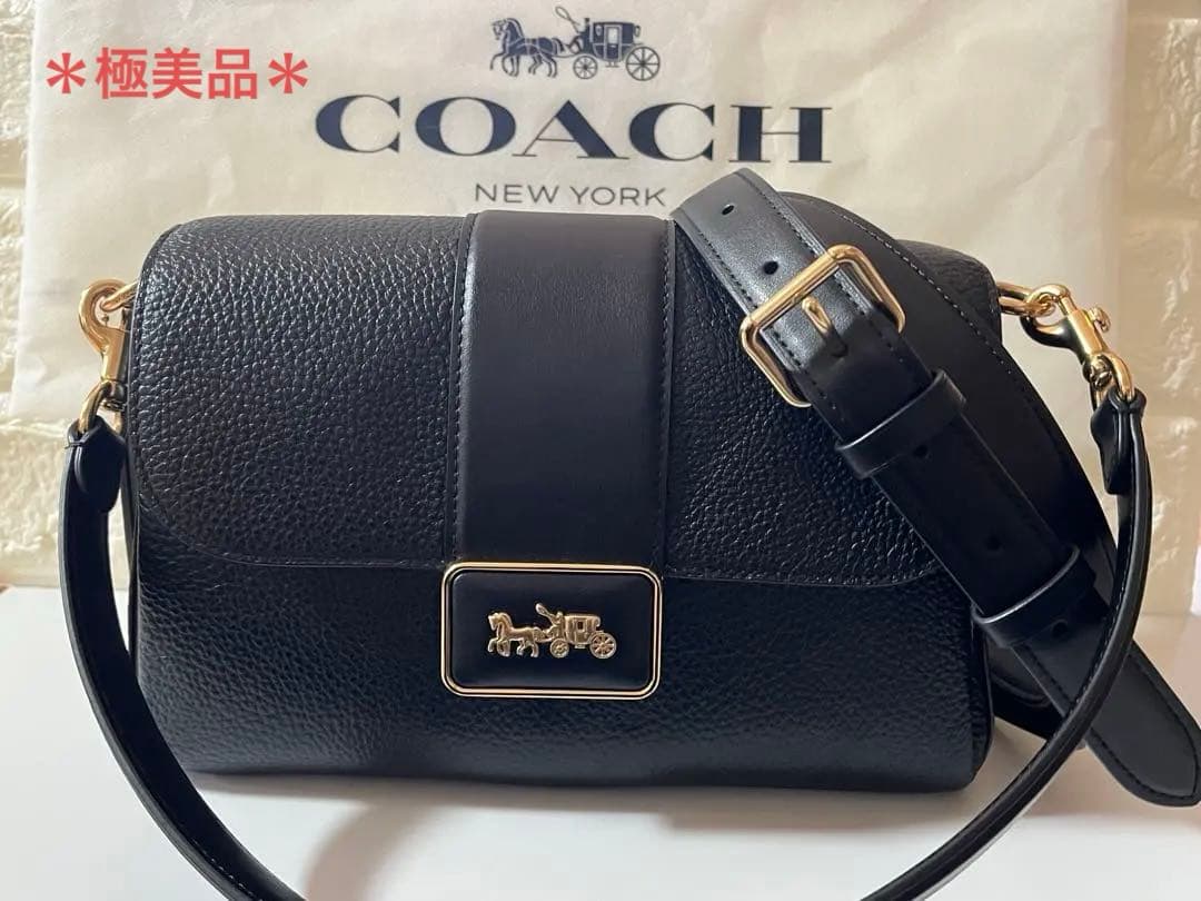極美品✨COACH ブラックレザー 2wayショルダーバッグ　斜め掛け・肩掛け