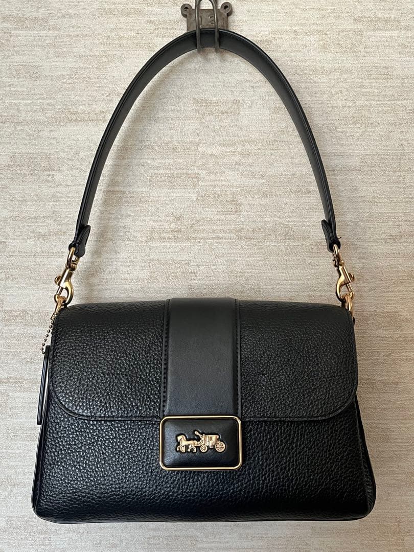 極美品✨COACH ブラックレザー 2wayショルダーバッグ　斜め掛け・肩掛け