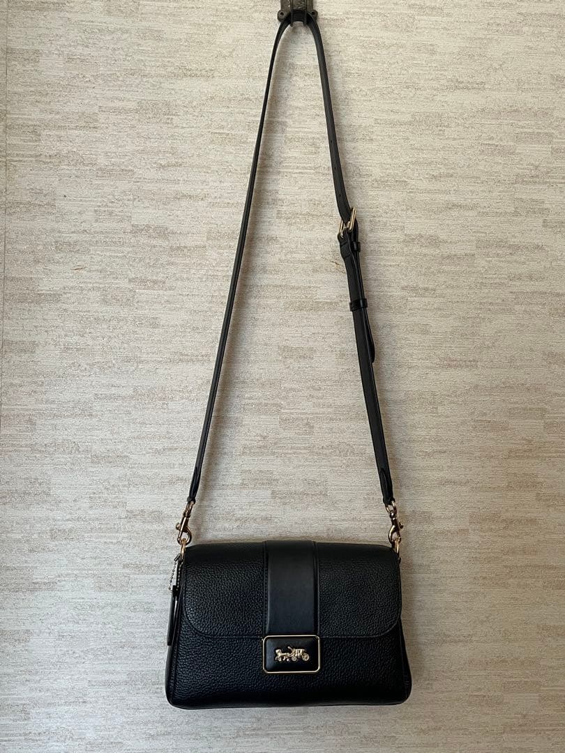 極美品✨COACH ブラックレザー 2wayショルダーバッグ　斜め掛け・肩掛け