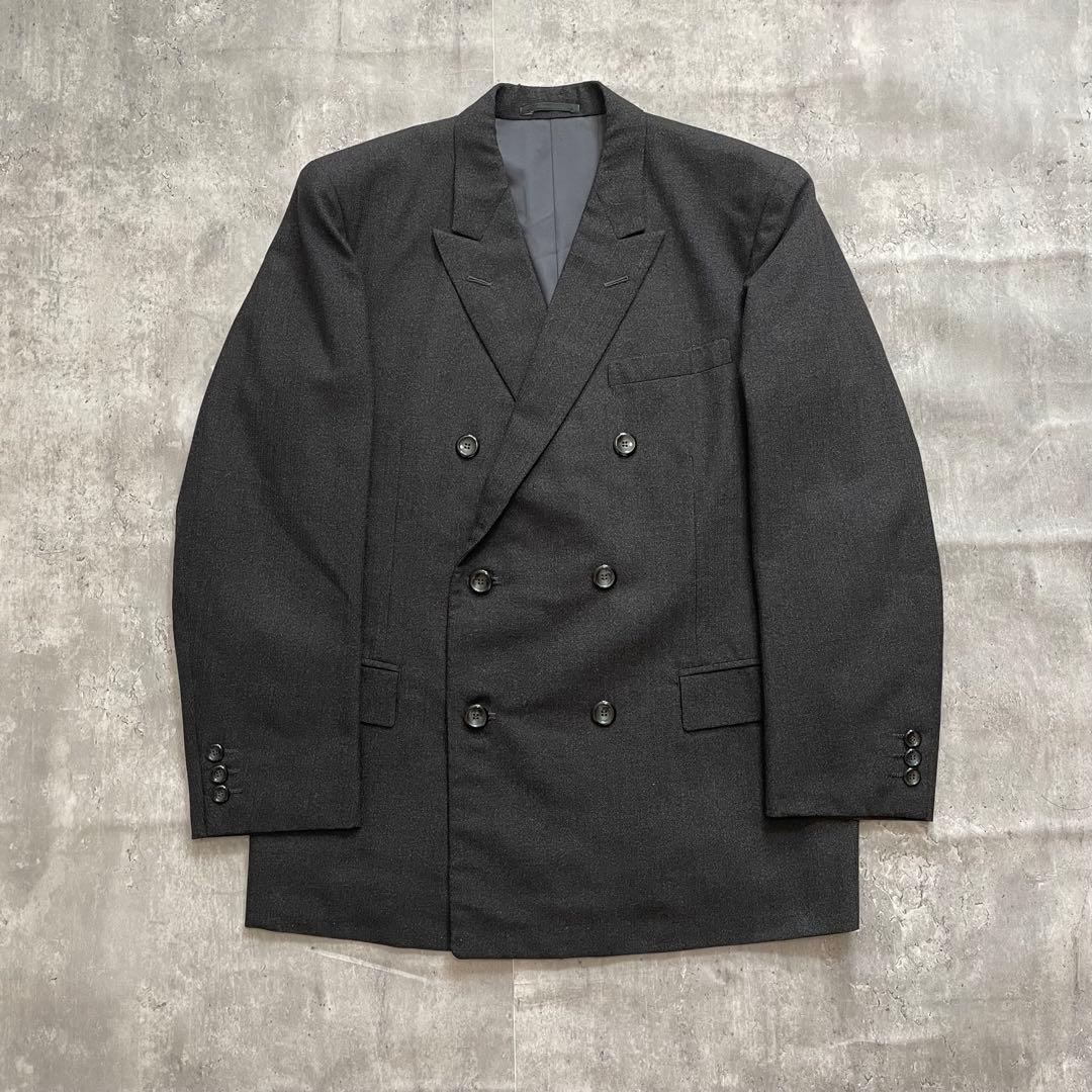 3点セット✨ ダブル スーツ セットアップ ダークグレー ピンズ 成人式 M