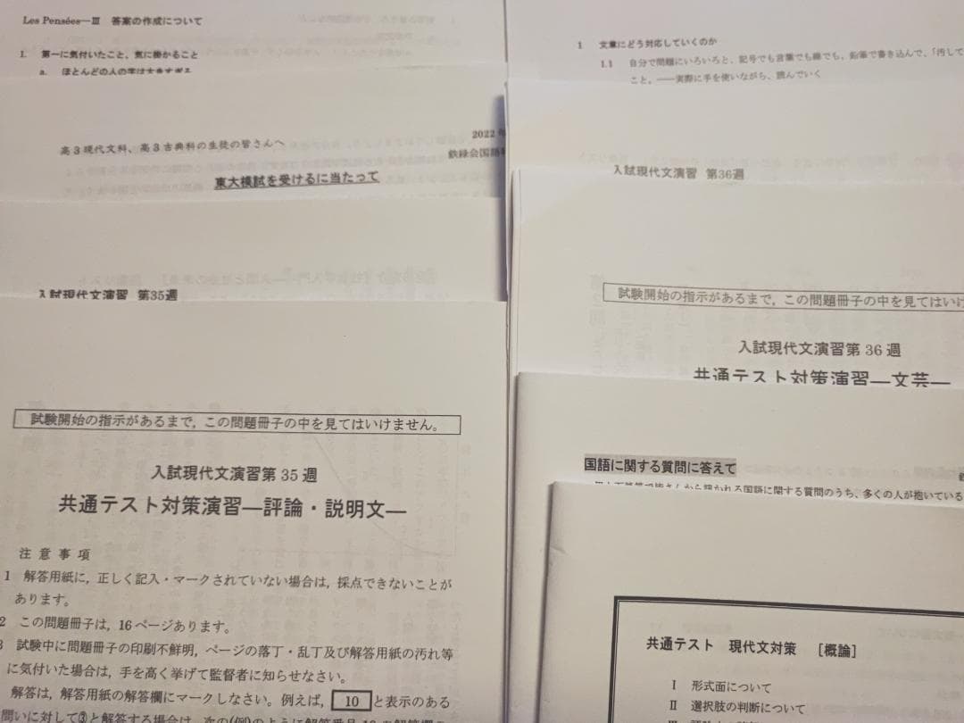 鉄緑会　22年度の高３現代文　現代文対策と国語に関する質問に答えて　駿台　河合塾