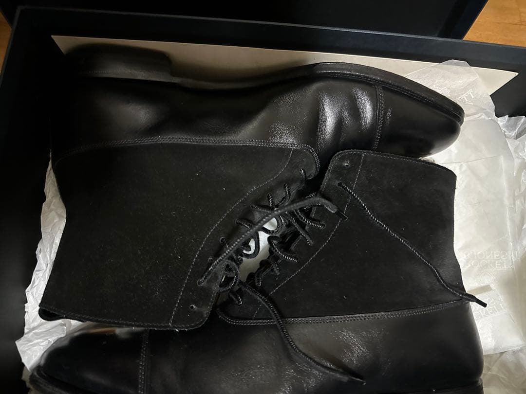 Crockett&Jones 黒 レザー スエード ブーツ