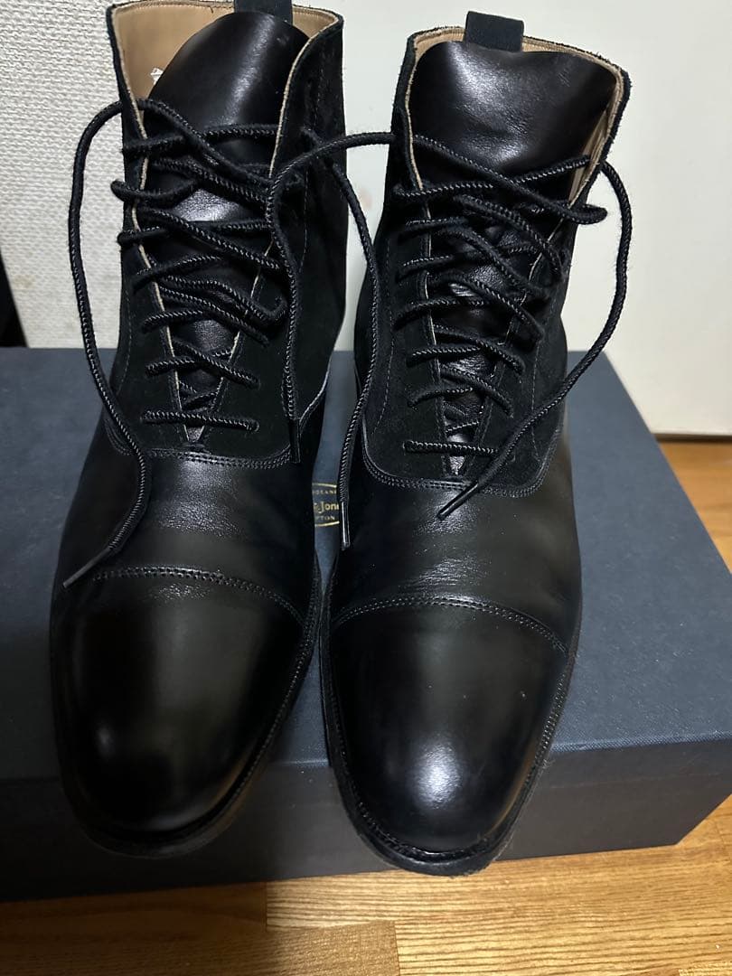 Crockett&Jones 黒 レザー スエード ブーツ