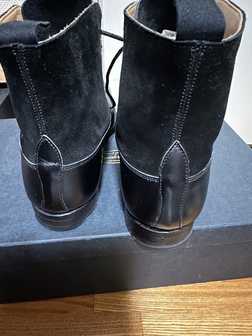 Crockett&Jones 黒 レザー スエード ブーツ