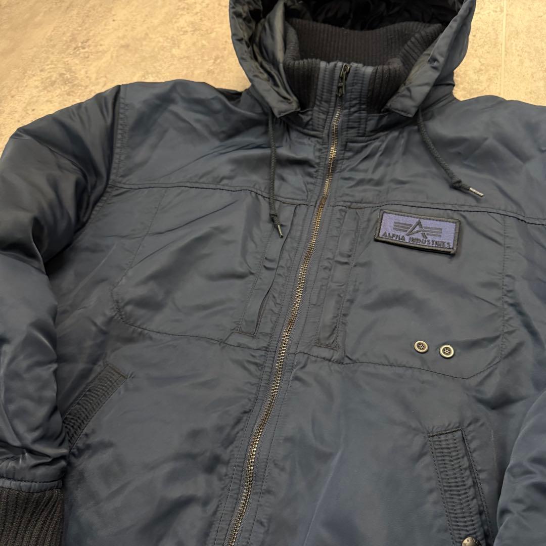 ALPHA アルファ フーデッド リブジャケット ネイビー