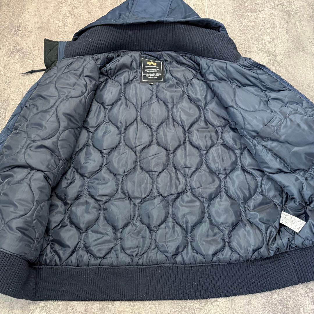 ALPHA アルファ フーデッド リブジャケット ネイビー