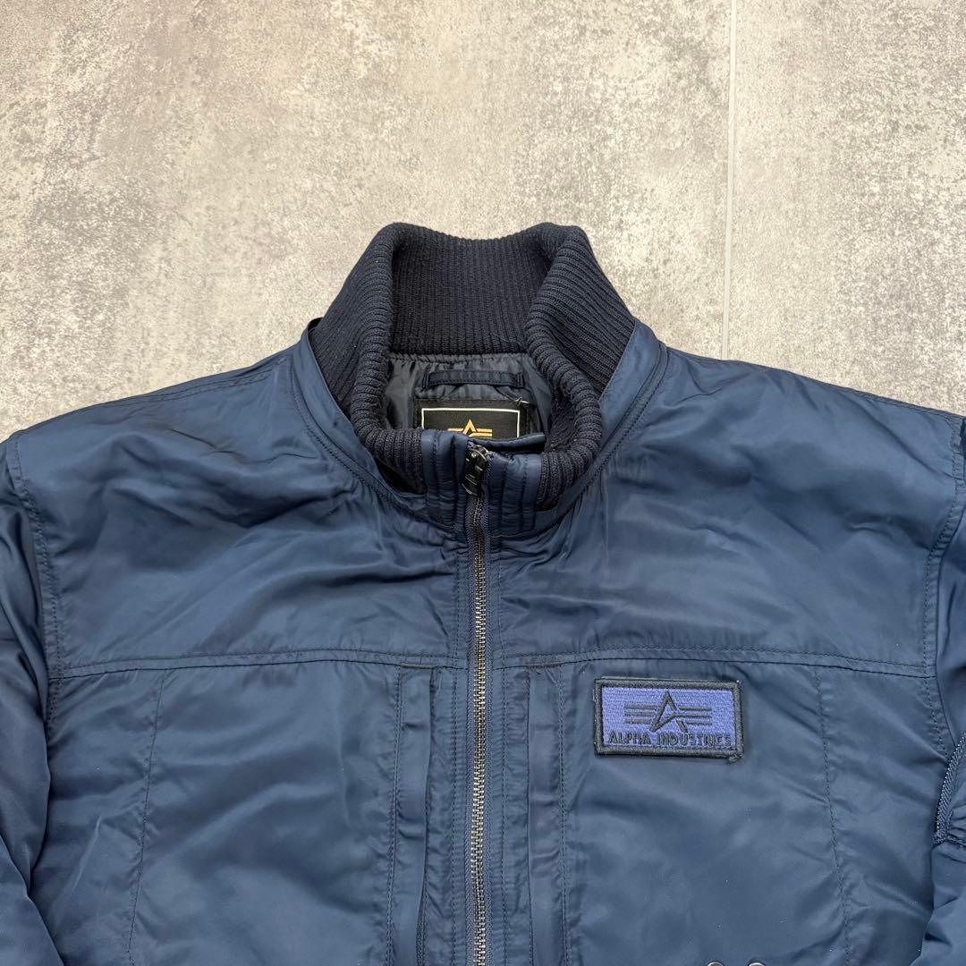 ALPHA アルファ フーデッド リブジャケット ネイビー