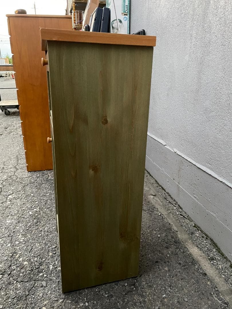 ★状態〇★ 北欧調 パステルグリーン ウッドチェスト 木製 引出 箪笥 タンス