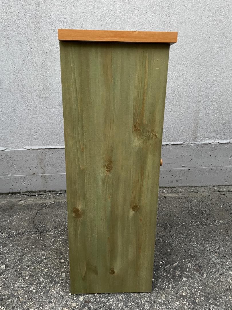 ★状態〇★ 北欧調 パステルグリーン ウッドチェスト 木製 引出 箪笥 タンス