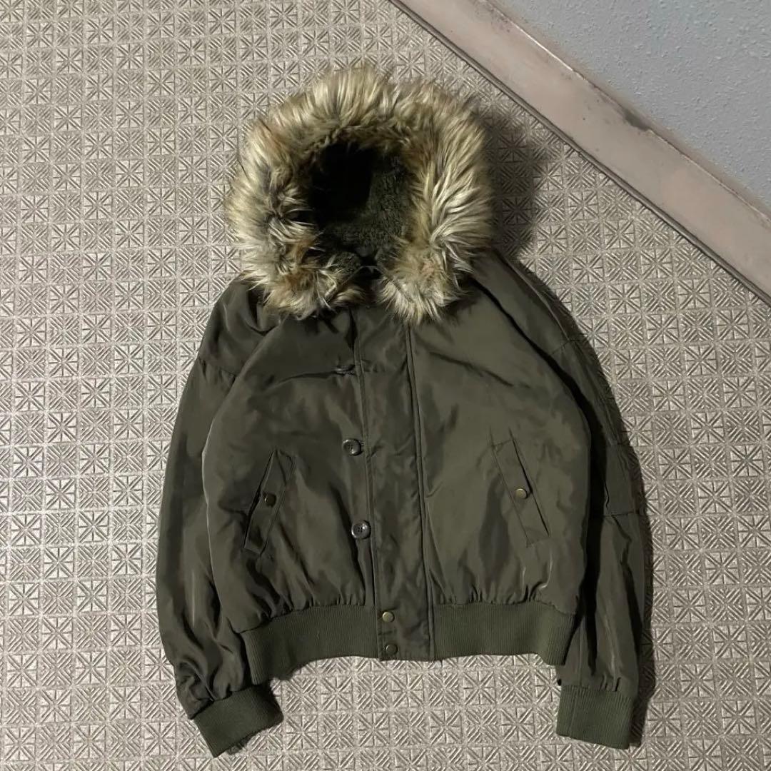 Y2K N2B 短丈 フライト ボンバー ジャケットCargo ファーフード82