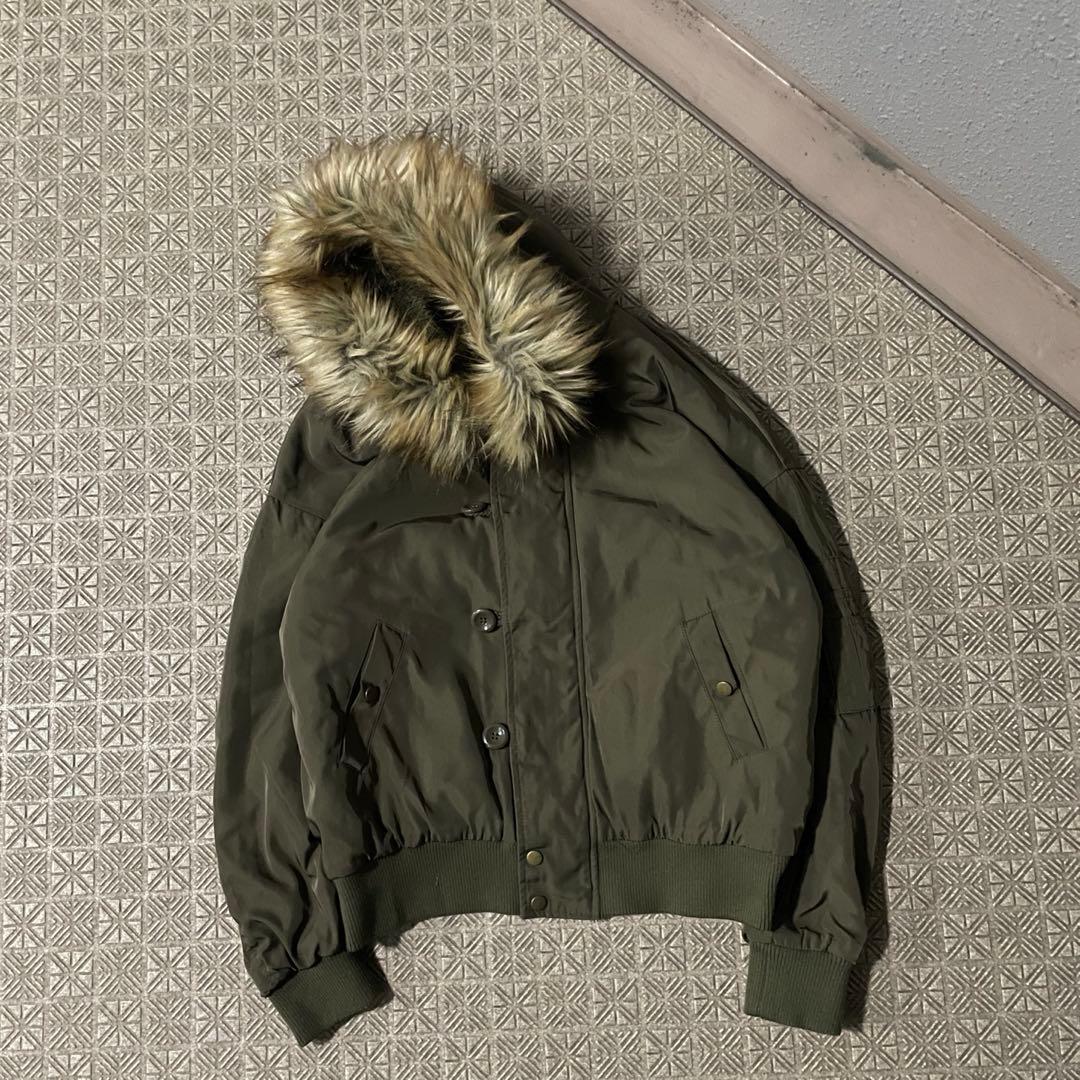 Y2K N2B 短丈 フライト ボンバー ジャケットCargo ファーフード82