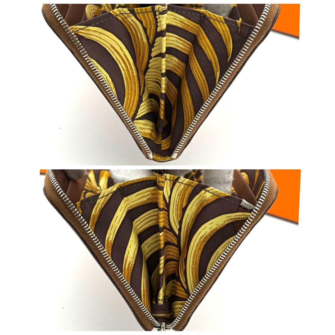 ☆美品☆箱付☆エルメス 長財布 アザップロングシルクイン ライトブラウン 茶