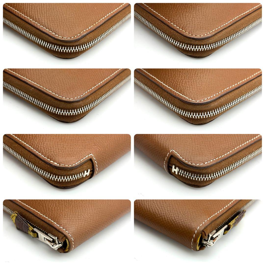 ☆美品☆箱付☆エルメス 長財布 アザップロングシルクイン ライトブラウン 茶