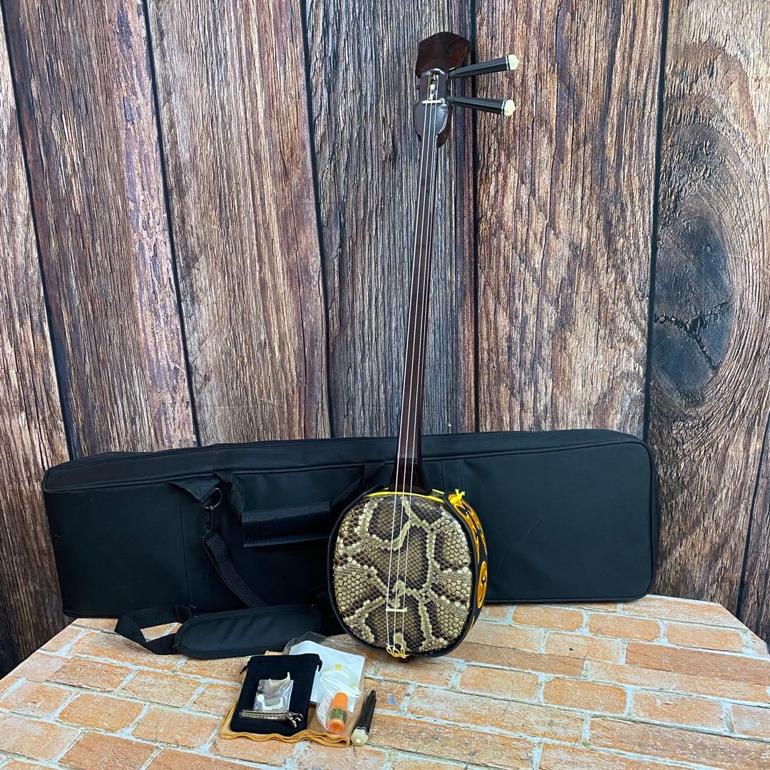 沖縄三線 真壁型 人工蛇革 三線 沖縄 伝統楽器 和楽器