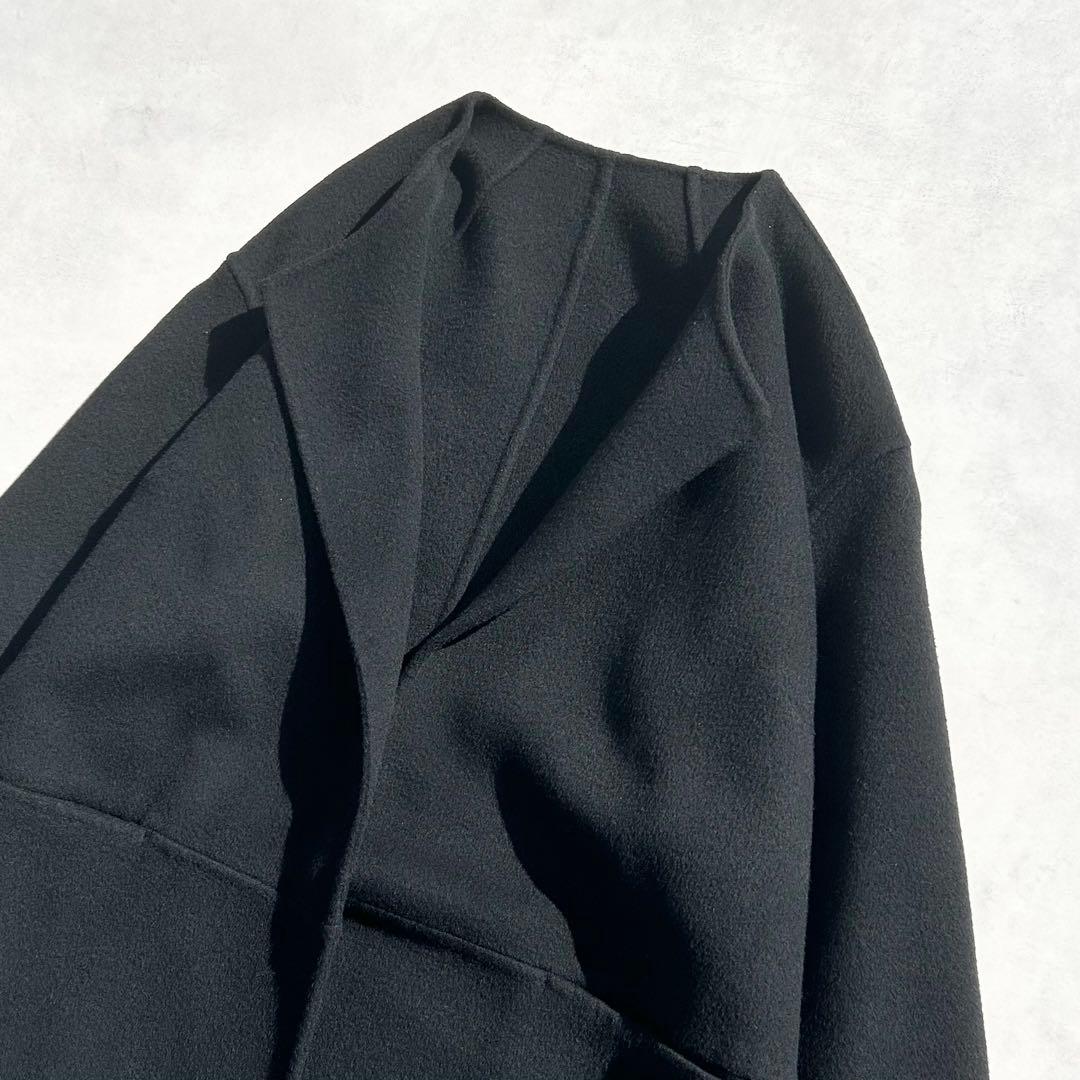 ドゥーズィエムクラス　victorianリバーロングノーカラーコート ブラック