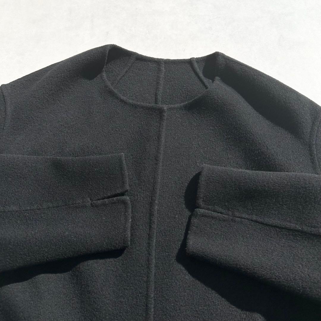 ドゥーズィエムクラス　victorianリバーロングノーカラーコート ブラック