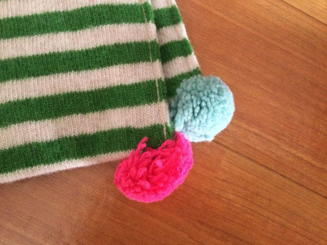 JoGordon ジョーゴードン　ボーダー　マフラー　ウール　緑×アイボリー