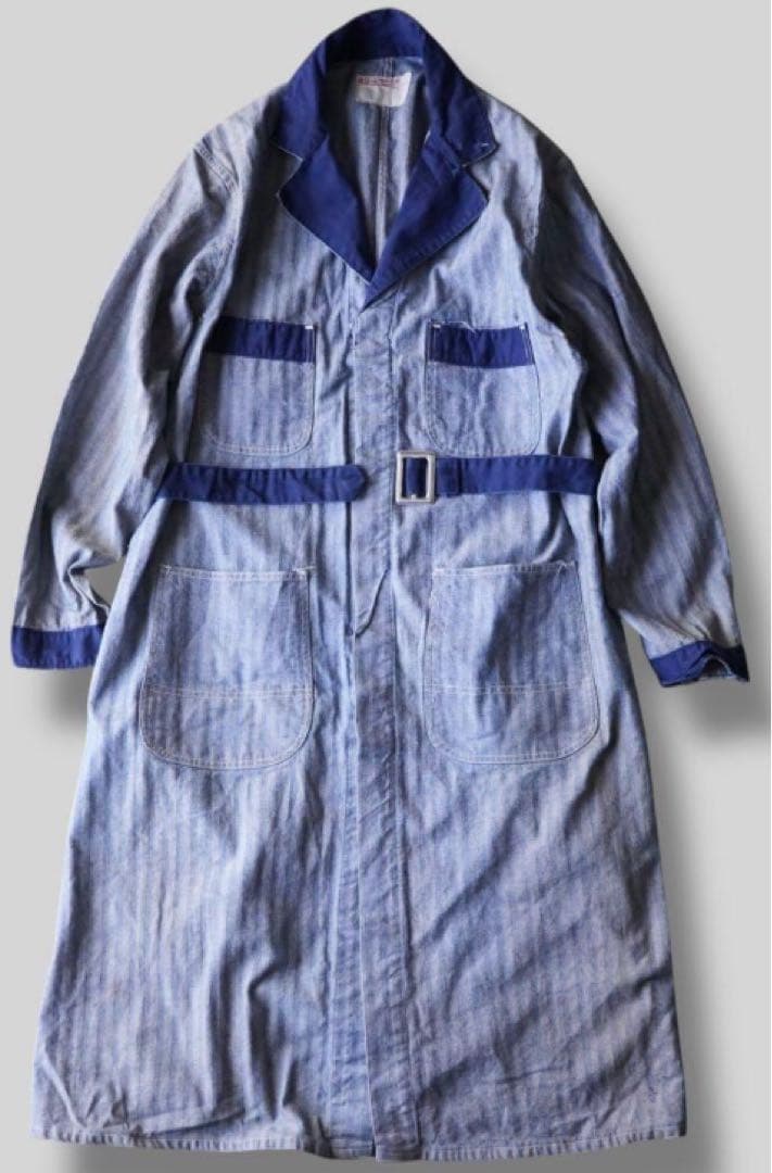 ヘリンボーンワークコート ショップコート メカニックコート 80's ロング