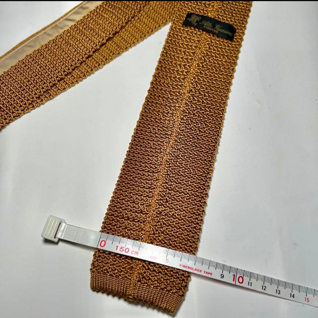 アットヴァンヌッチ セブンフォールドニットタイ7cm幅 マスタードイエロー