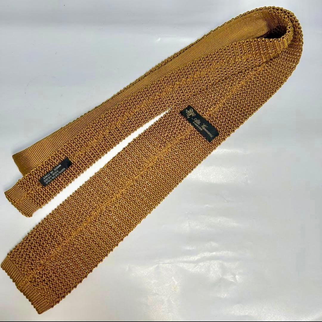 アットヴァンヌッチ セブンフォールドニットタイ7cm幅 マスタードイエロー