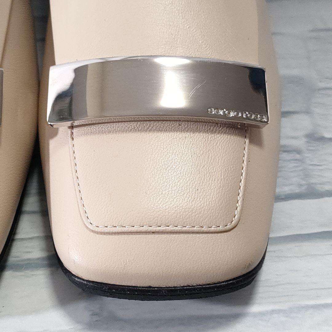 箱保存袋付き美品✨セルジオロッシ　sr1　スリッパ　フラット　ベージュ×シルバー